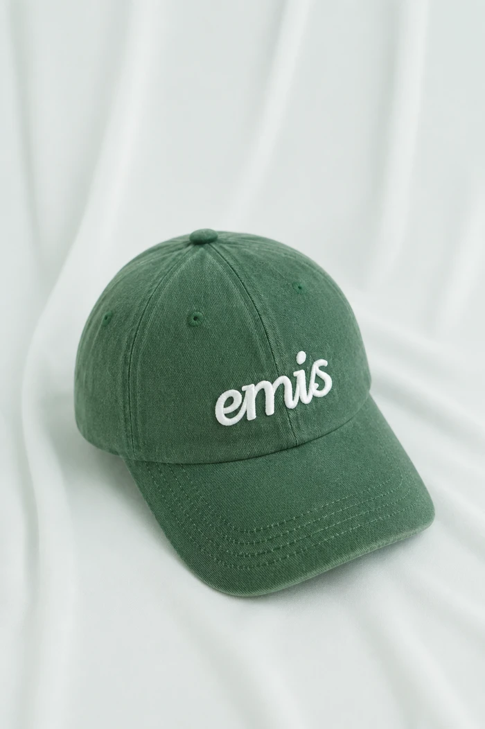 Mũ Lưỡi Chai EMIS CHÍNH HÃNG Vintage Washed Logo Cách Điệu - XANH RÊU - Ảnh 1