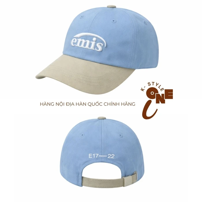 Mũ Lưỡi Chai EMIS CHÍNH HÃNG Phối Màu Logo Thêu Nổi Basic - XANH BLUE - Ảnh 2