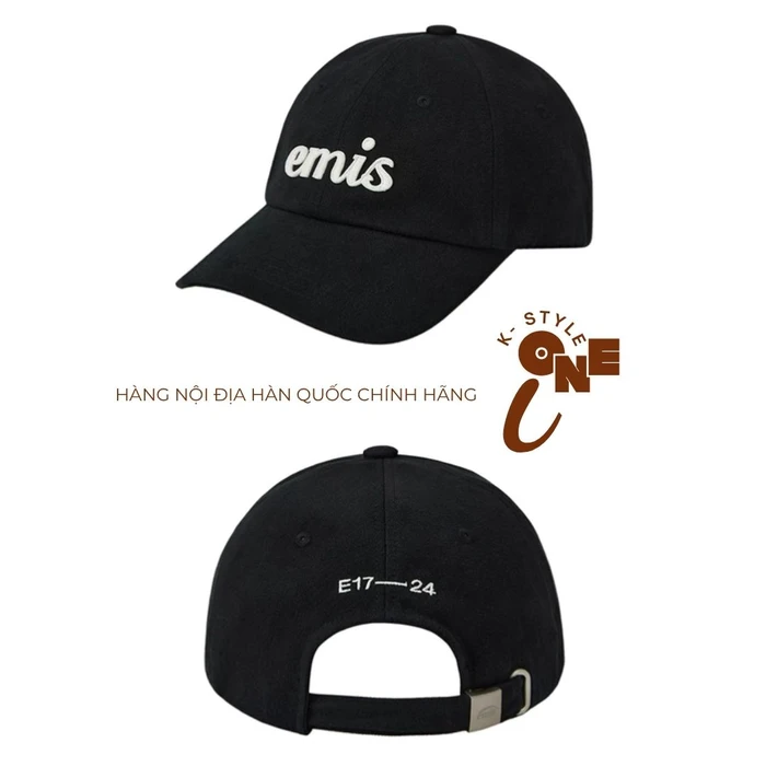 Mũ Lưỡi Chai EMIS CHÍNH HÃNG Applique Logo Cách Điệu - ĐEN - Ảnh 1