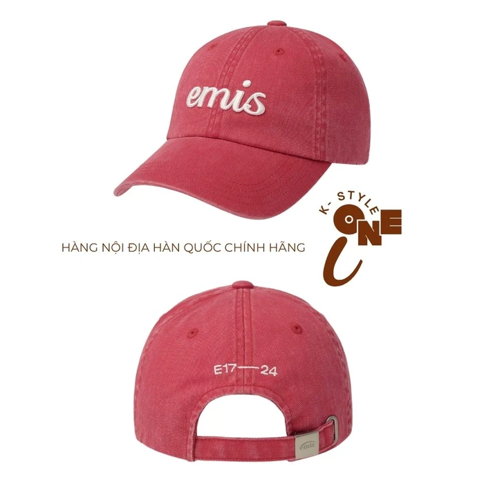 Mũ Lưỡi Chai EMIS CHÍNH HÃNG Vintage Washed Logo Cách Điệu - ĐỎ - Ảnh 2